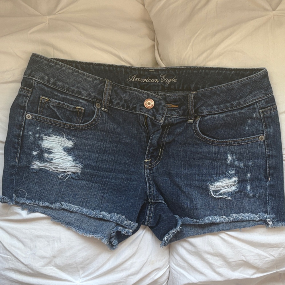 American Eagle Outfitters Distressed Blue Jean Shorts